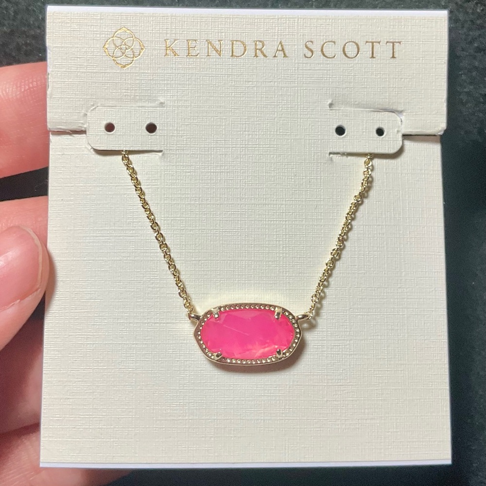 Kendra Scott Elisa Necklace Pink Opal Gold Chain Necklace - Picture 5 of 7